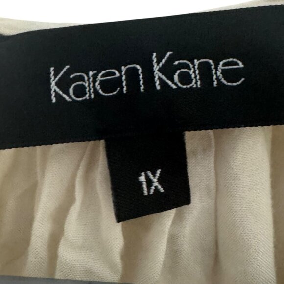 Karen Kane 1X Ivory Bird Print Peasant Blouse 3/4 Sleeve Flowy Boho Top - Picture 4 of 9